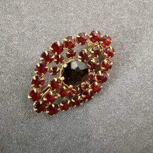 Vintage Czechoslovakia Red Rhinestone Brooch